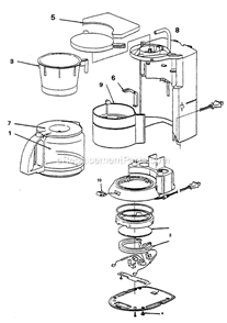 Page A Diagram and Parts List for  Mr Coffee Coffee Maker
